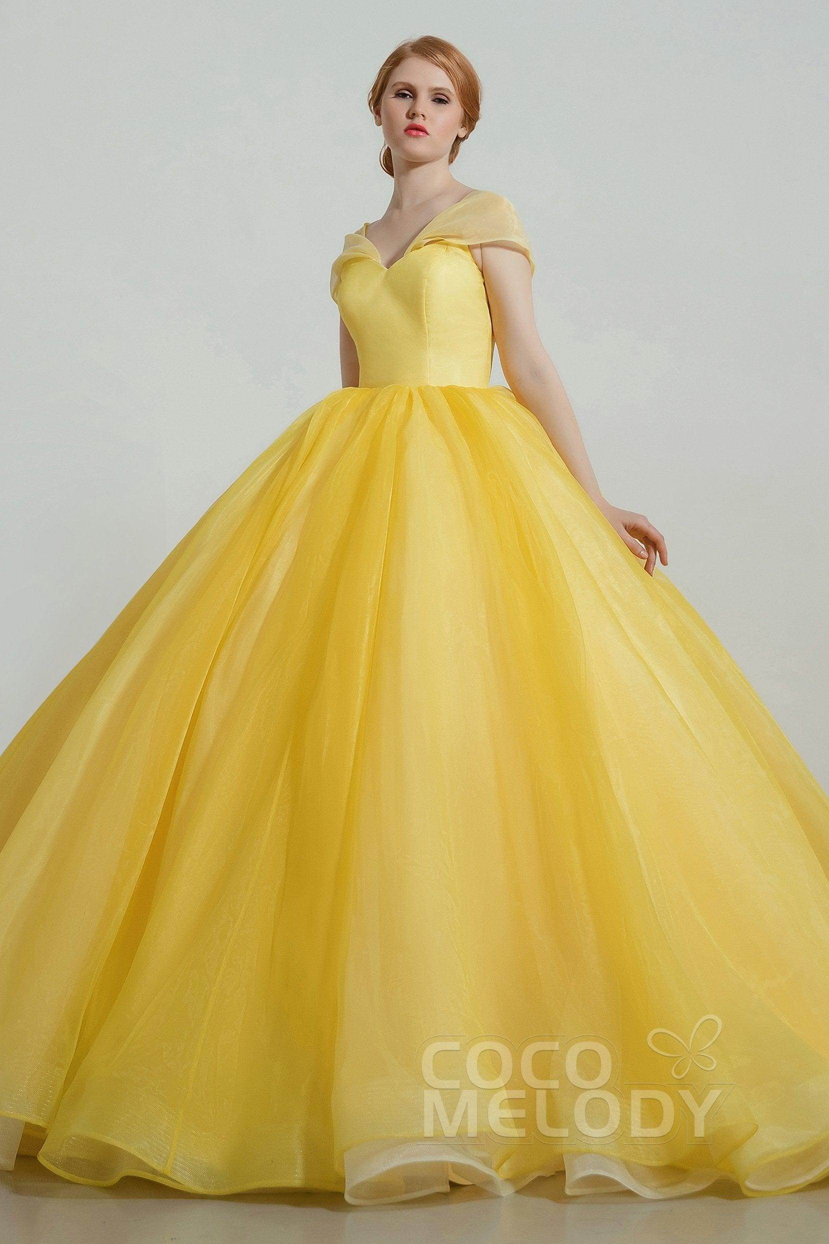 Princess Court Train Organza and Satin Wedding Dress CW2100 - COCOMELODY